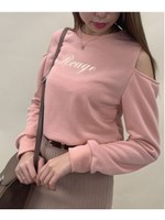 肩アキロゴトレーナー/ピンク