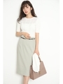 細ベルト付きタイトスカート/ミント