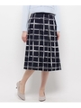 手書きタッチチェック柄ミモレスカート/ネイビー(193)