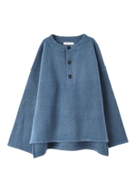 柔らかヘンリーネックニット/ブルー