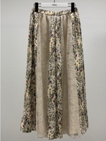 小花プリントxレースギャザーフレアスカート/ライトミックス