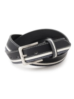 裾ライン切替レザー調ベルト/ブラック(019)