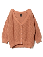 透かし編みニットカーディガン/ブラウン