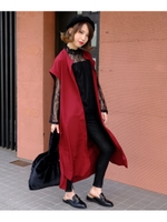 背中ツイストコクーンシルエットシャツワンピース/ワインレッド