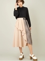柄ドッキングミモレスカート/ベージュ