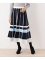 変わりチェック柄プリーツスカート/ネイビー(593)