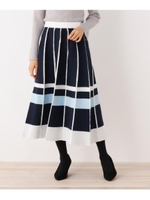 変わりチェック柄プリーツスカート/ネイビー(593)