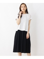 綿レースドッキングワンピース/ホワイト(502)