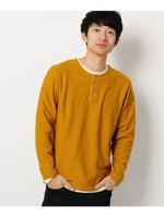 裏起毛ヘンリーネックプルオーバー＋長袖Tシャツ/マスタード(033)
