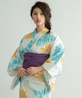 [浴衣+帯セット]高級変わり織りマーガレット柄