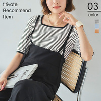 スクエアネック5分袖ボーダートップス【メール便可／100】