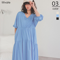 ドロストギャザーティアードワンピース