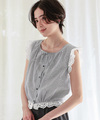レースフリル付きノースリーブコンパクトブラウス【メール便可／100】