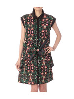 総柄フロントリボンシャツワンピース