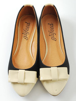 【glifeed】リボン配色エナメルトゥフラットシューズ