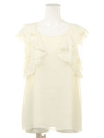 無地シフォンフリルブラウス