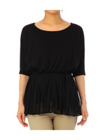 カットソー&プリーツスカート