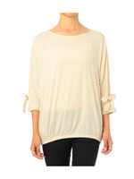 異素材使いドルマンリボンプルオーバー