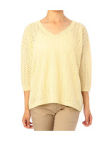 透かし編みニットプルオーバー