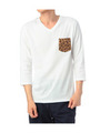 leopard parts v neck 3/4 tee