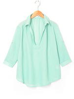 Uネックシャツチュニック(short丈)