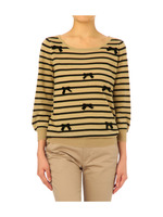 ベロアリボン ボーダーニットプルオーバー