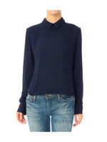 異素材切替シフォンブラウス