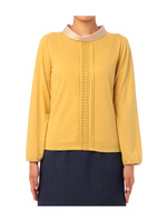 サテンハイネックタックプルオーバー