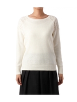 肩レース切り替えニットプルオーバー