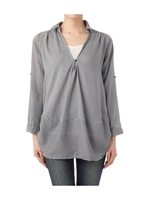 切り替えバルーンシャツワンピース