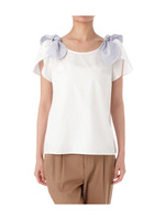 ショルダーリボンコットンブラウス