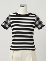 ボーダーギンガム2WAYニット