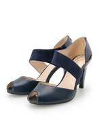 異素材MIXブロックオープンパンプス