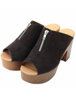 飾りジップチャンキーソールサンダル