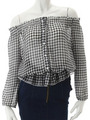 【ECURY】ギンガムチェックシャーリングオフショルチュニック