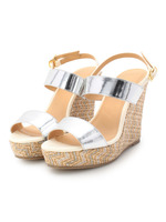 ラメボーダーウェッジサンダル