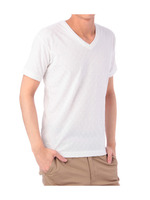 格子編みVネックプルオーバー