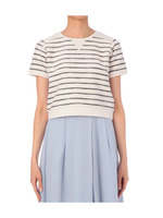 裏毛ボーダークロップドプルオーバー