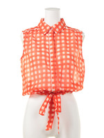 リボンノースリブブラウス