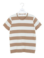 太ボーダーハイゲージニットトップス