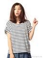 ZIPヘムボーダー柄Tシャツ