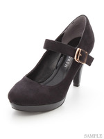 【MERCURYDUO】素材コンビ太ベルトパンプス