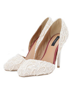 コットンレースビジューパンプス