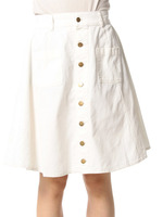 ジグザクステッチデニムフレアスカート