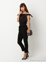 リボンオフショルロンパース