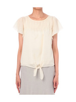 裾結びカルゼブラウス