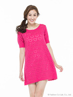 【Pink de Ruban】ハートアイレットニットワンピース