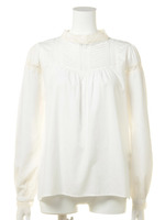 【G】ハイネックレース切替ブラウス