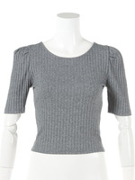 カットリブパフ袖トップス