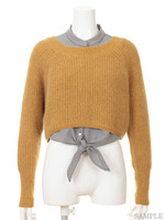 マオカラーシャツニットセット